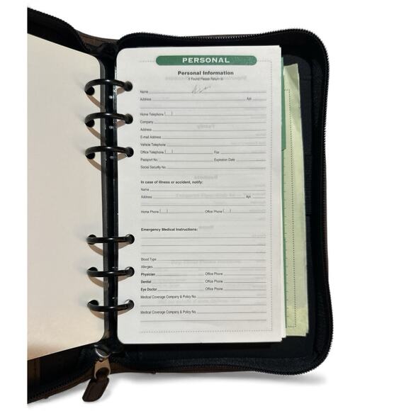 Vtg Day-Timer Organizer Planner Brown Navigator Zip Around 6 Rings 8.5x5.5 - Picture 5 of 13